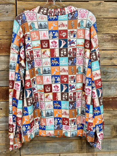 Multi Collage Western Printed Long  Sleeve Top