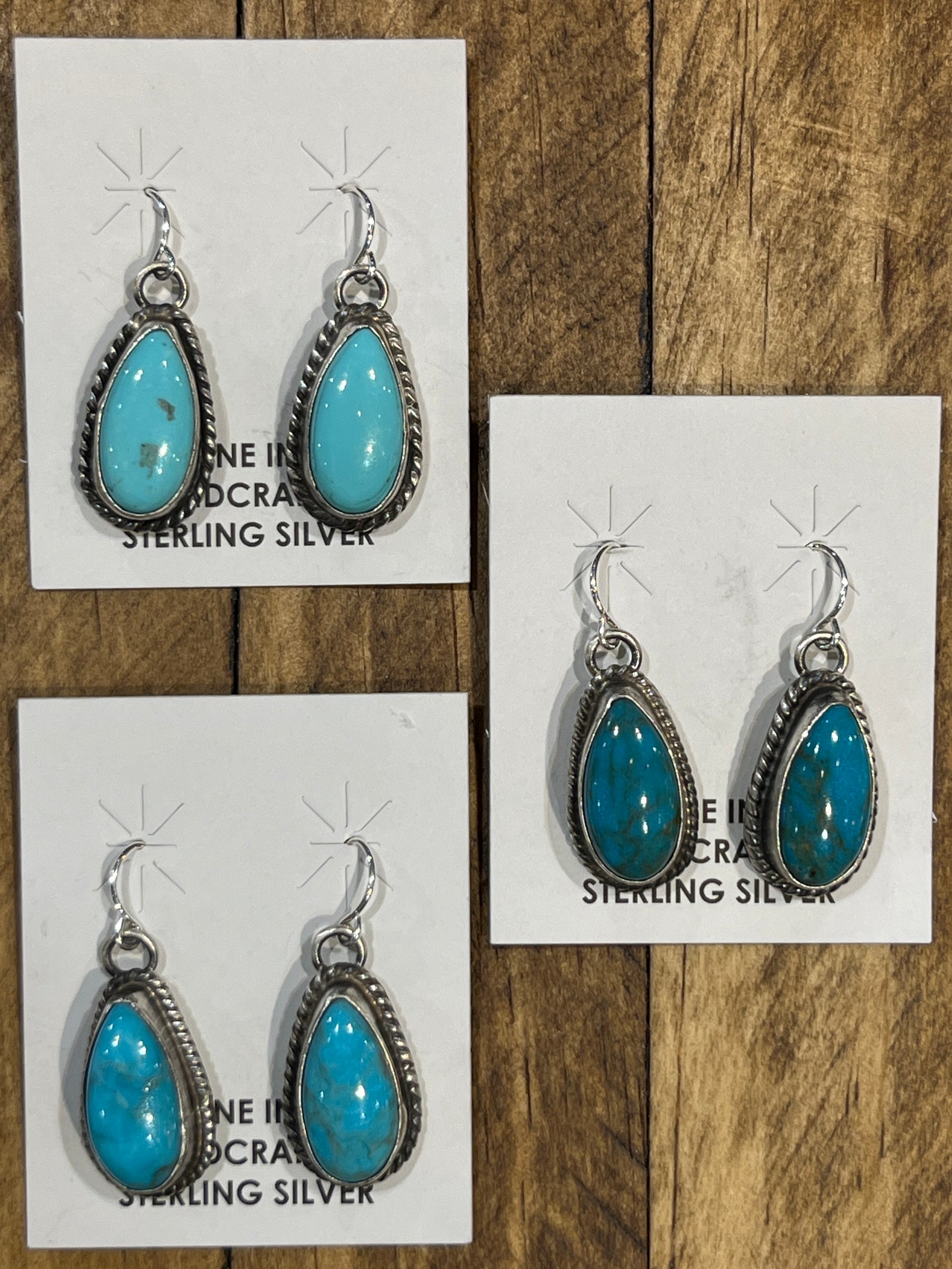 Vella Sterling Kingman Turquoise Teardrop Fish Hook Earrings