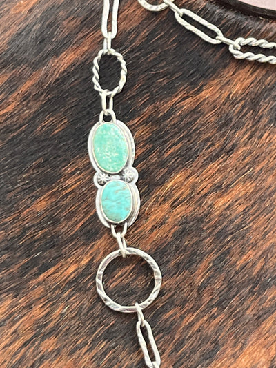 Delora Ring Link Turquoise Sterling Y Necklace - 36"