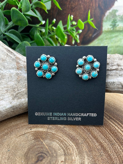 Maisy Sterling Turquoise Cluster Stud Earrings