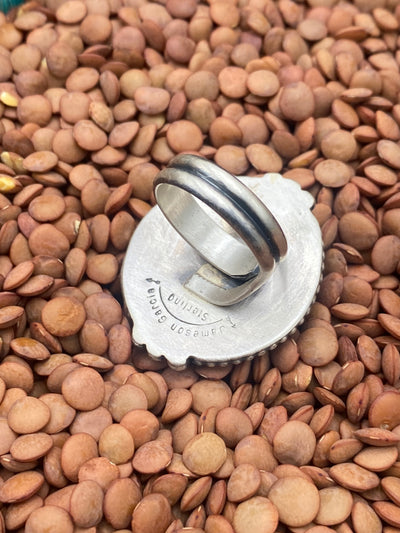 Arisha Round Orange Spiny Adjustable Sterling Ring