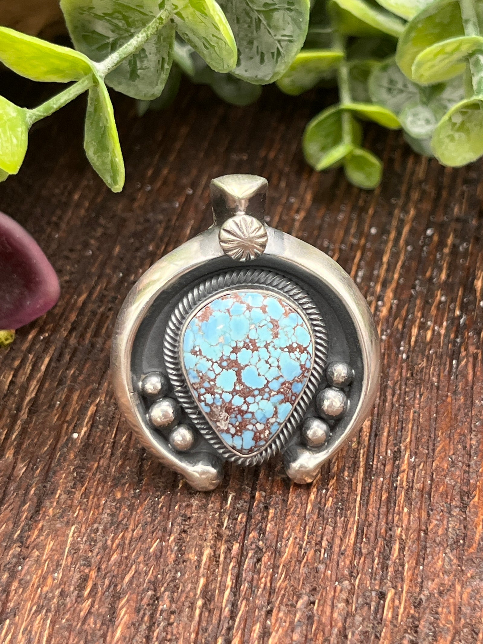 Dresden Naja Turquoise Teardrop Sterling Ring - Adjustable