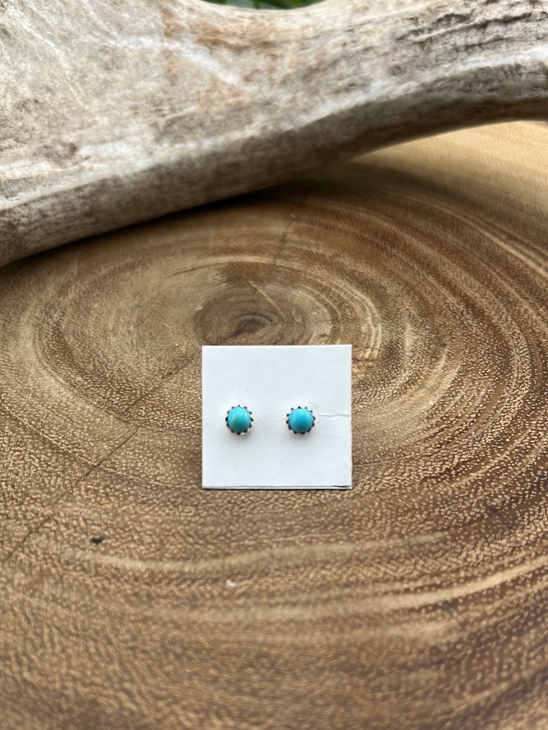 Johnson Petite Round Studs in Scallop Sterling Setting - 3mm