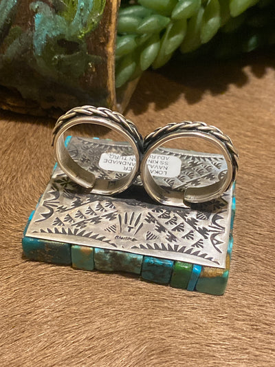 Cobbled Turquoise Statement Ring - Adjustable