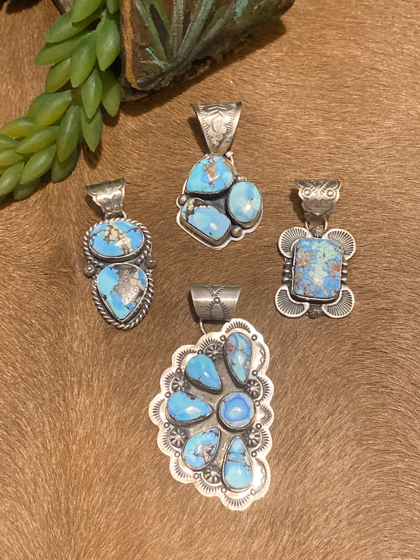 Graham Sterling Golden Hills Turquoise Sterling Pendants