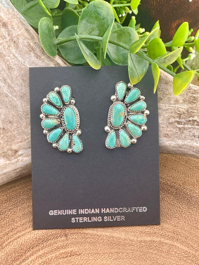 Kingman Sterling Half Moon Cluster Earrings