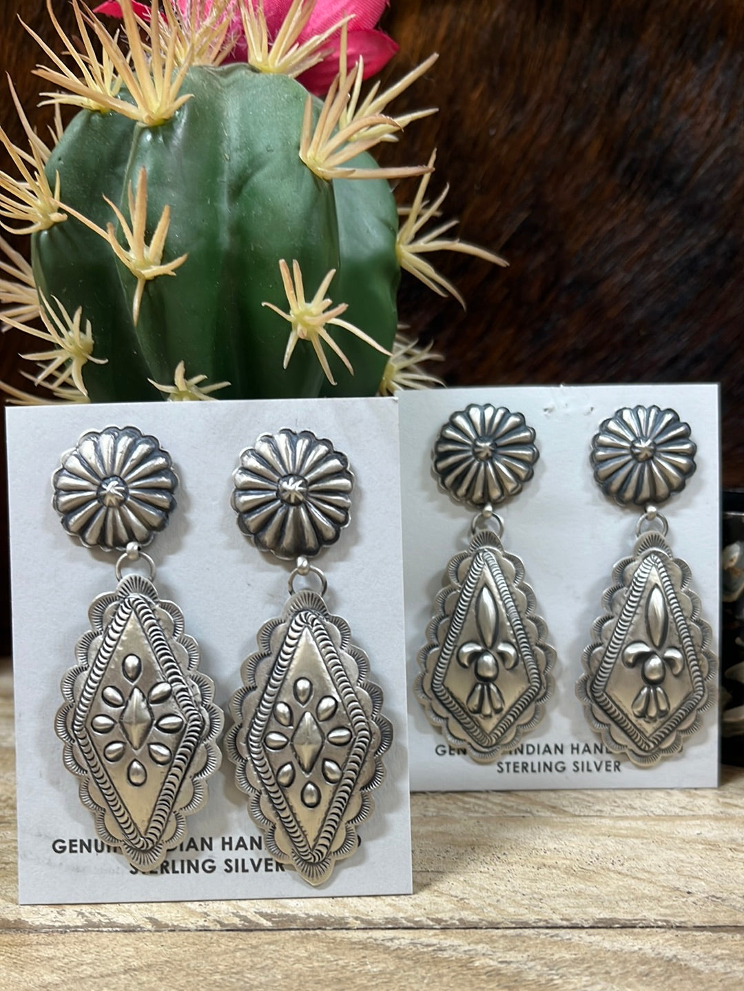 Fremont Sterling Double Stamped Concho Earrings