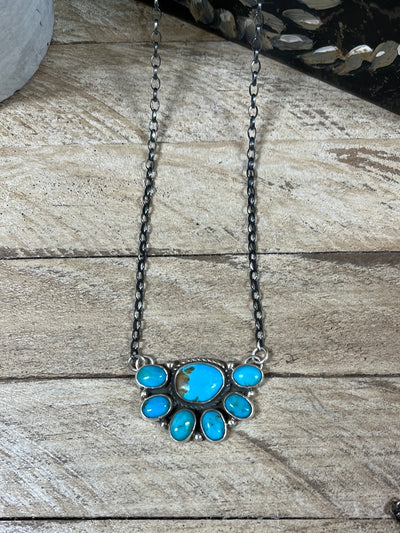 Canyonlands Half Fan Cluster Turquoise Necklace - 16"