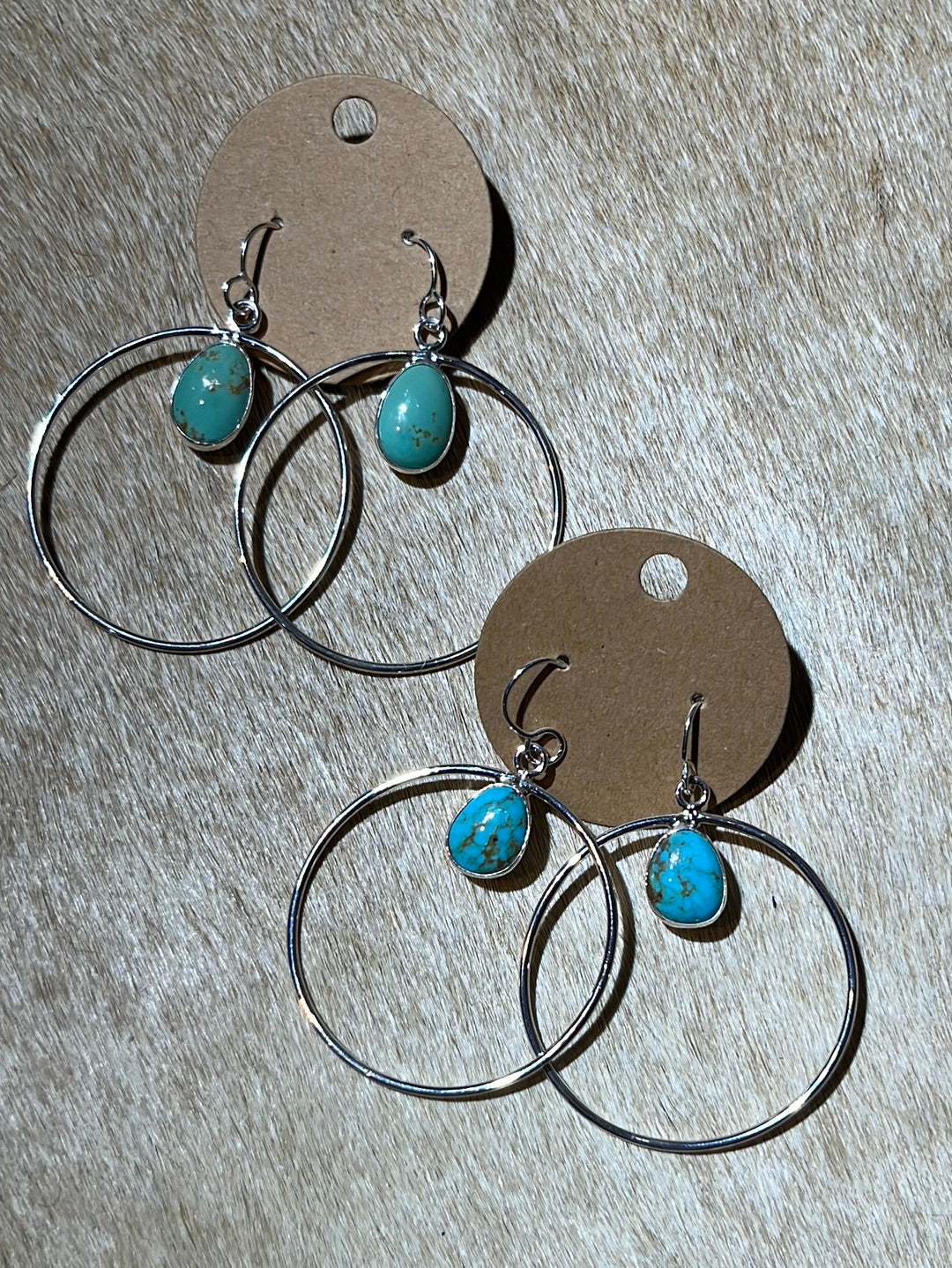 Turquoise Fishhook Hoop Earrings