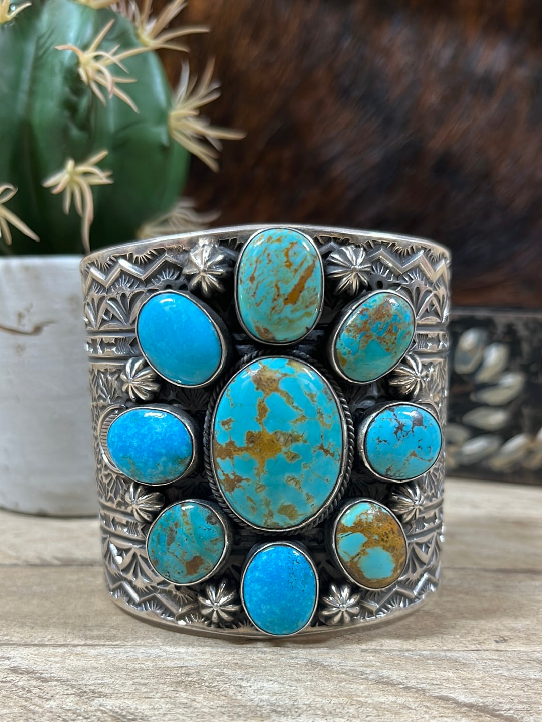 Rio Grande Kingman & Sterling Silver Statement Cluster Cuff