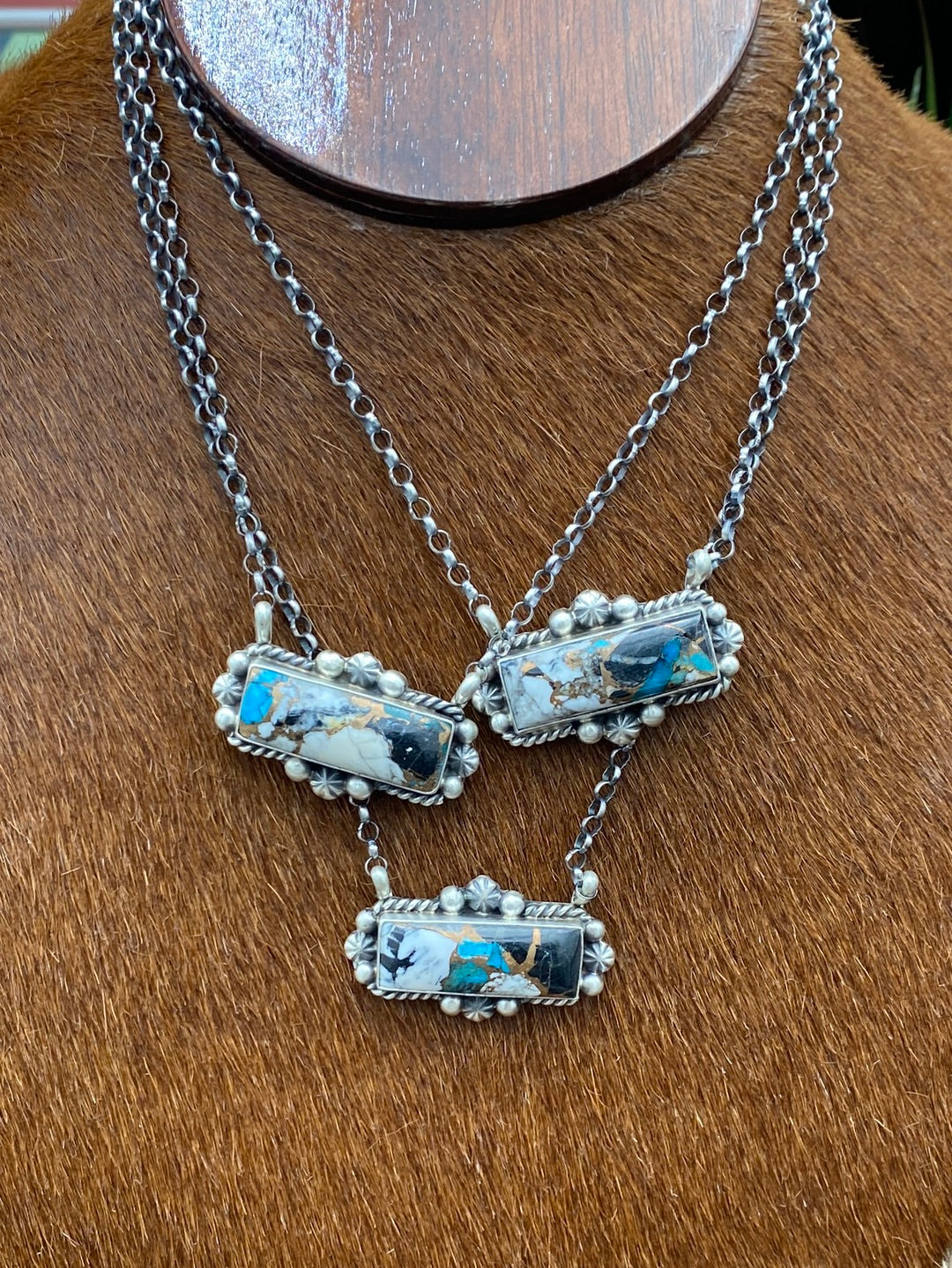 Odessa Burst Surround Sterling Kingman Krush Bar Necklace - 16"