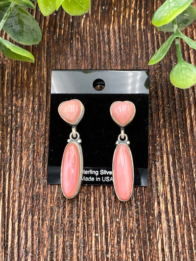 Bekka Sterling Double Stone Pink Conch Earrings
