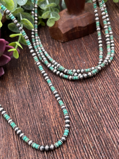 Brody Sterling 5mm Navajo & Green Turquoise Necklaces - 18"