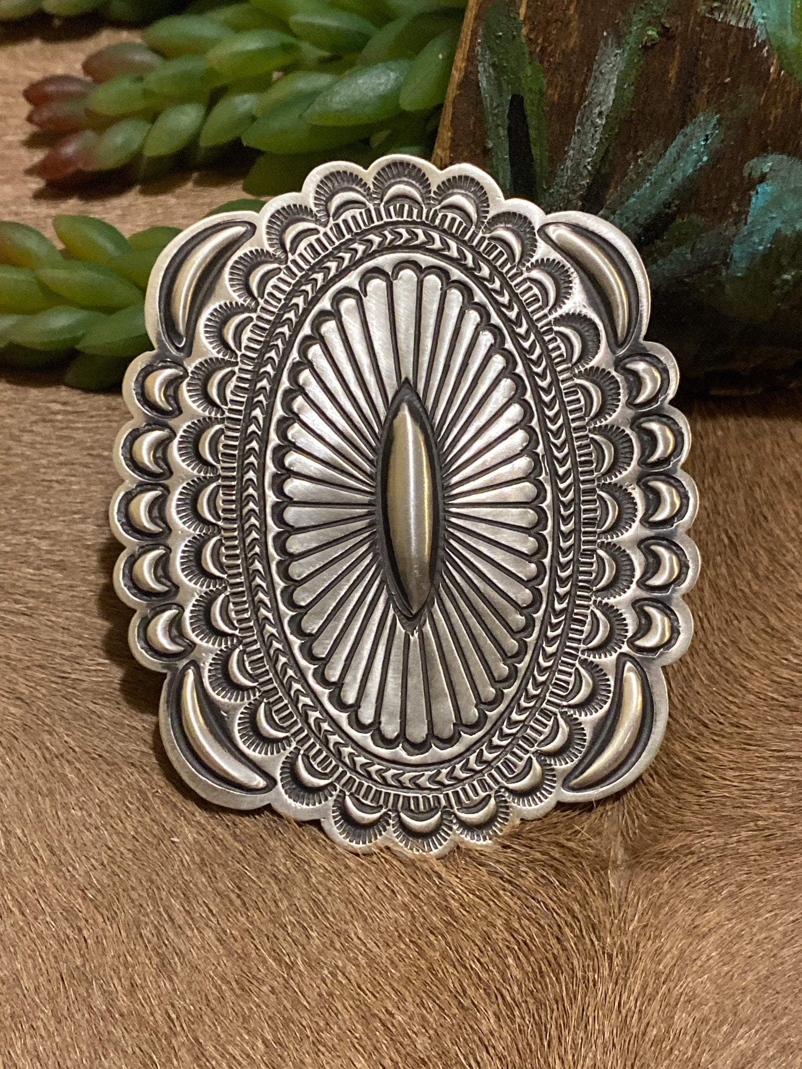 Ace Large Stamped Sterling Statement Ring - Adjustable