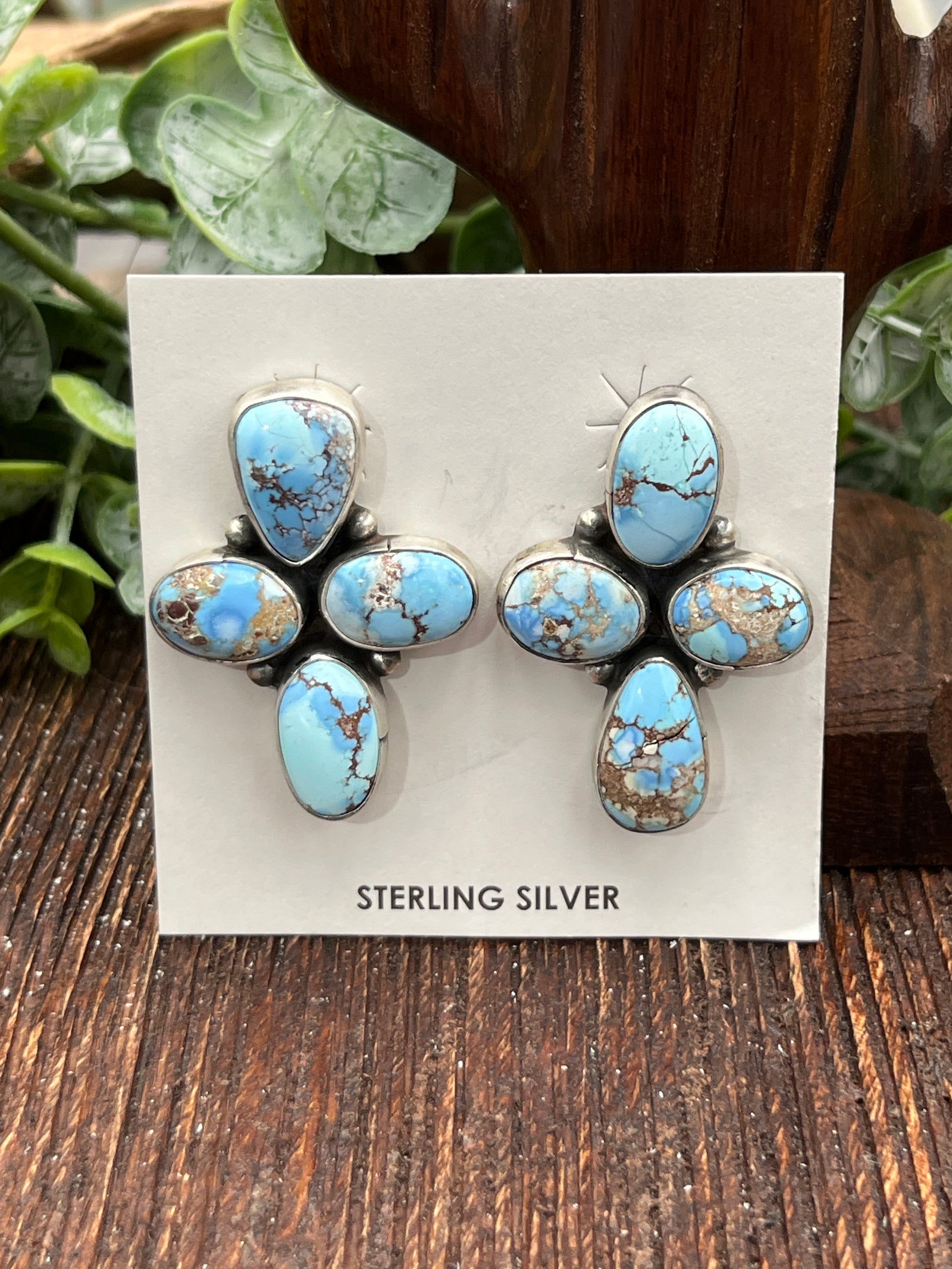 Kayla 4 Stone Turquoise Cross Earrings