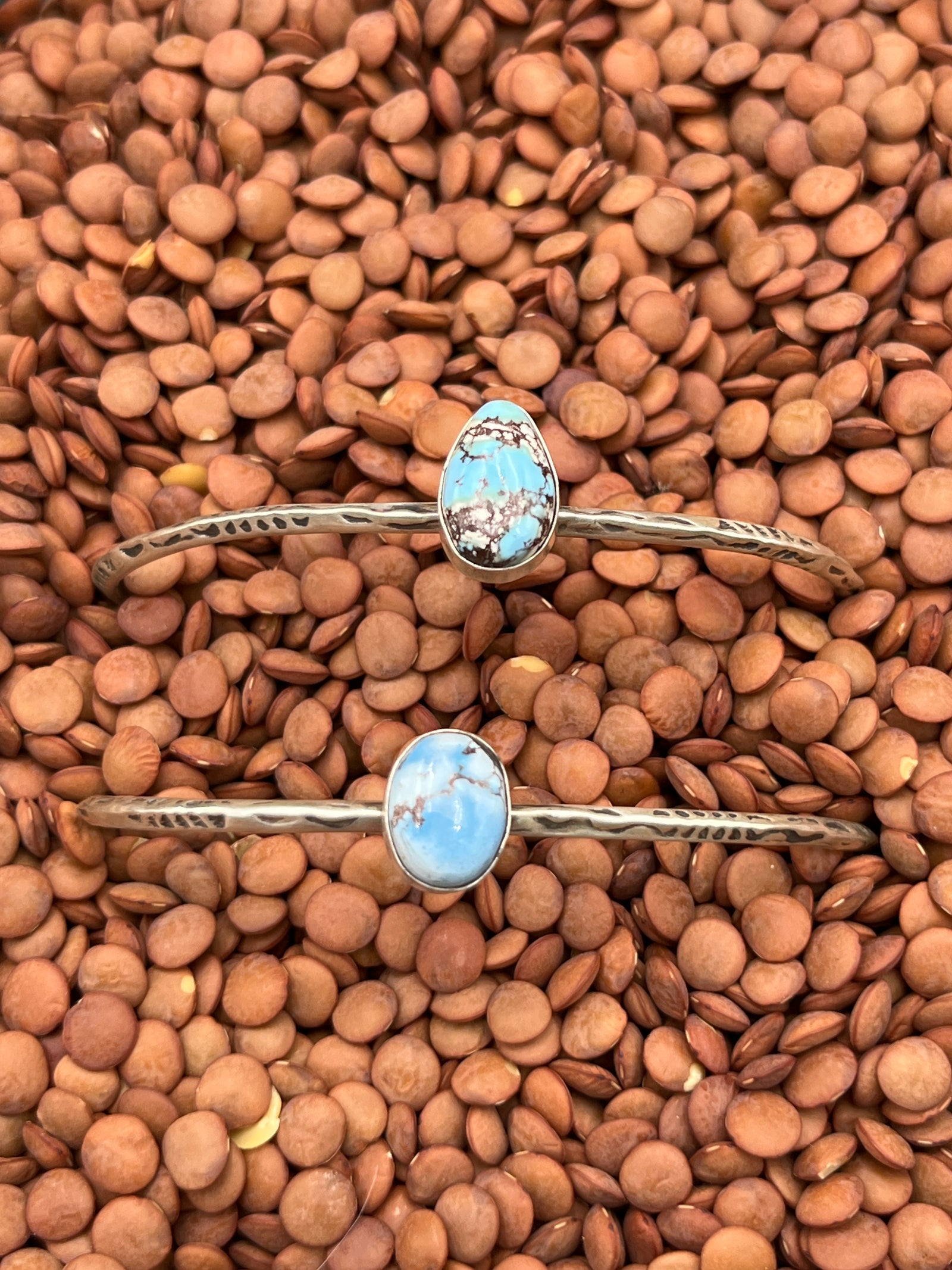 Lila Slim Stamped Sterling Cuff With Turquoise Single Stone