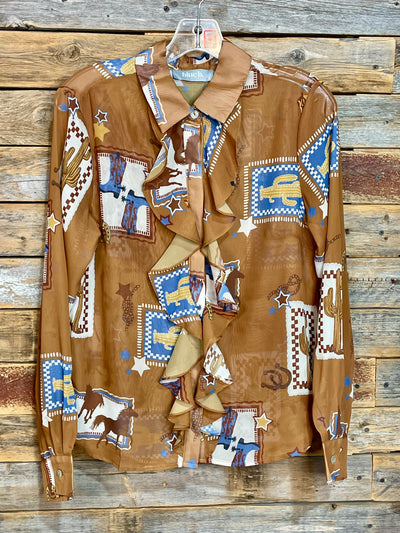 Evelyn Chiffon Ruffle Front Top