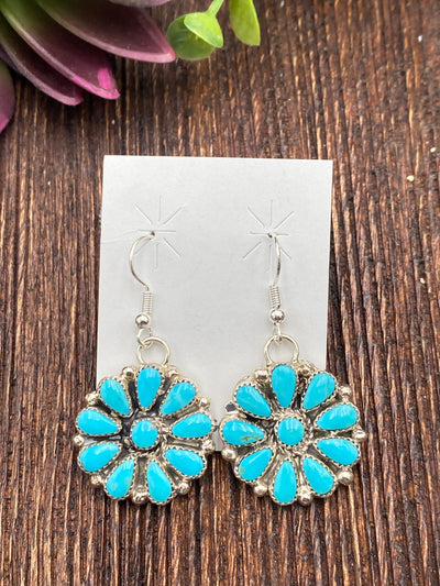 11th Hour Kingman Turquoise Flower Cluster Earrings - .8"