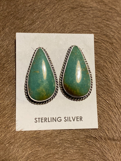 Harvest Roped Sterling Royston Turquoise Stud Earrings
