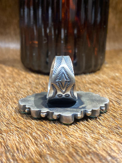 Chaldean Sonoran Gold Turquoise Cluster Sterling Ring - Adjustable