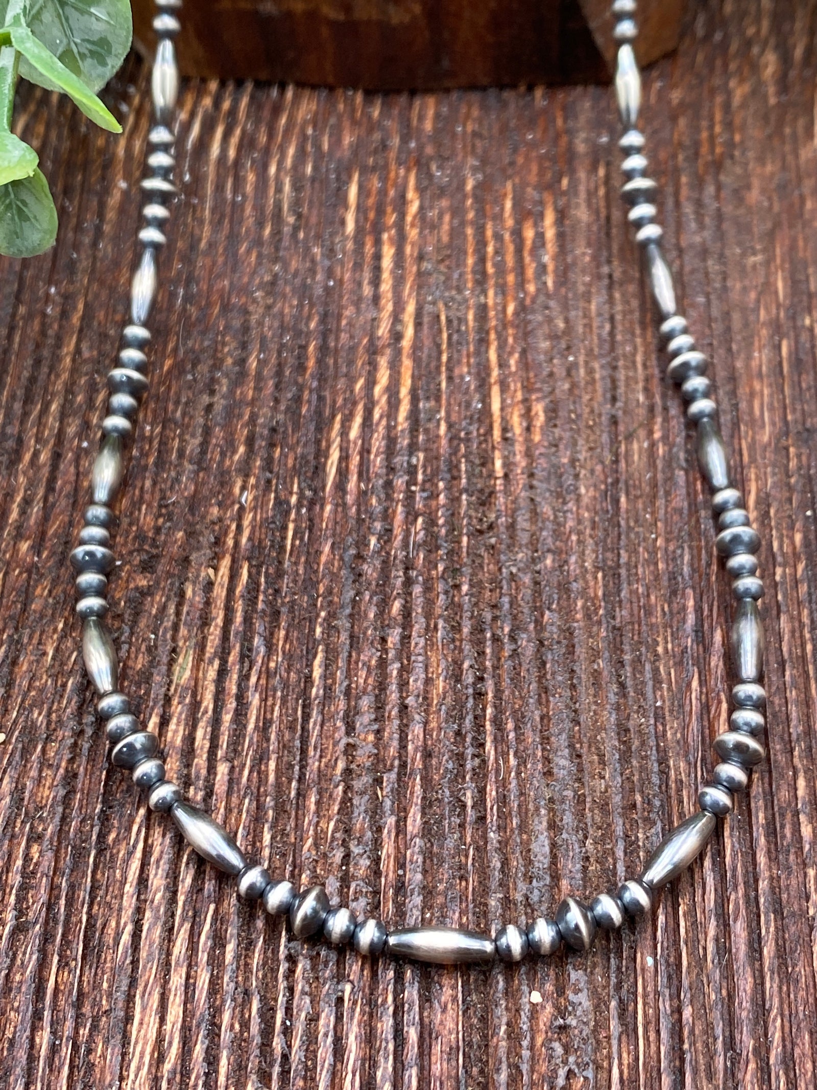 Clive 5 to 1 Torpedo Bead Sterling Necklace - 20"