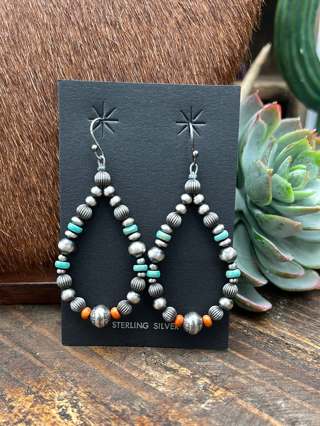 Tilly Multi Stone &  Sterling Navajo Pearl Hoop