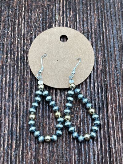 Jenna Assorted Navajo, Silver & Gold Teardrop Earrings - 2"