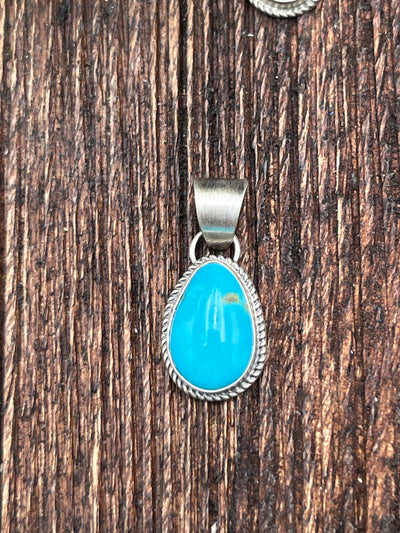 Heston Roped Sterling Turquoise Pendant