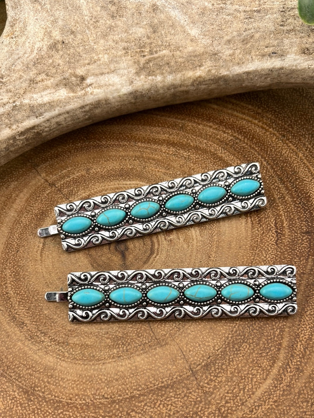 Fashion Western Turquoise Bobby Pin Set of 2