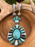 Teton Sky Sonoran Gold, Golden Hills, & Kingman Turquoise Statement Necklace with Flower Pendant