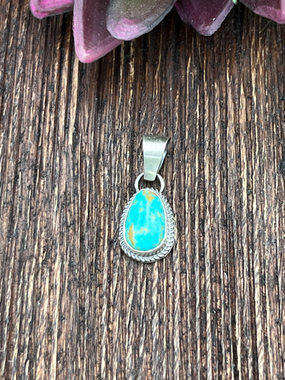 Heston Roped Sterling Turquoise Pendant