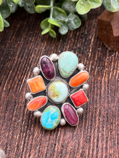 Norah Multi Stone Turquoise Spiny Rings