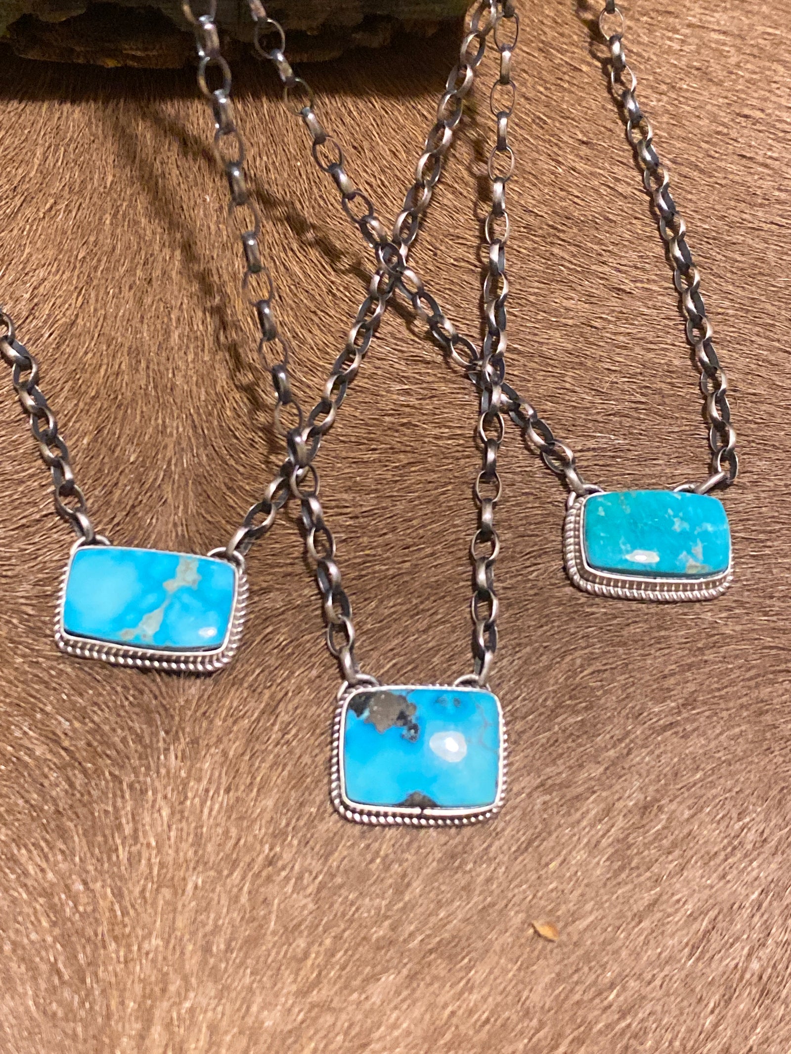 Jocelyn Sterling Link Chain With .6" Turquoise Bar - 18"