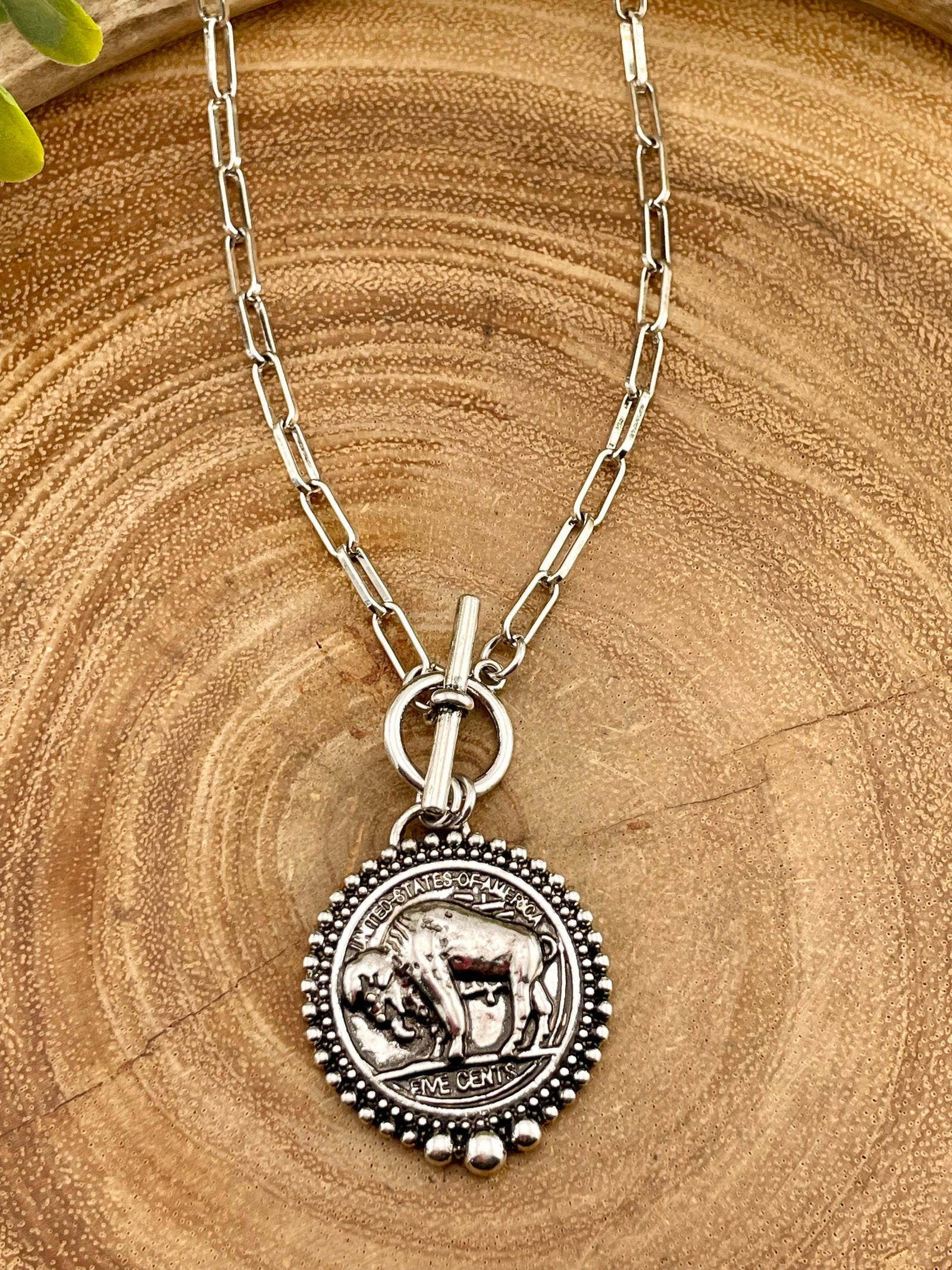 Olathe Buffalo Coin Toggle Necklace - 18"