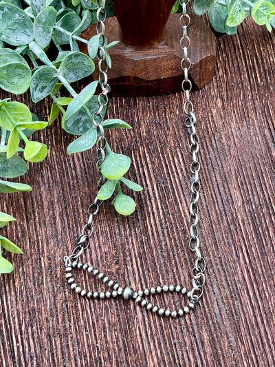 Sterling Silver Navajo Infiniti Bow Necklace with Chain- 20"