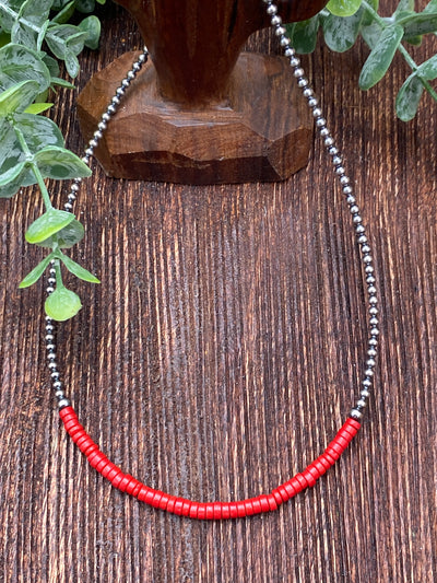 Pamela Sterling 2mm Pearl Necklace With Color Center Beads - 16"