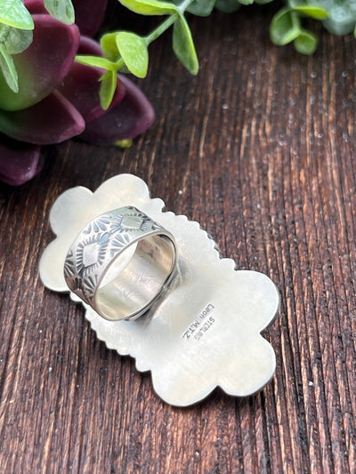 Crane Green & Purple Sterling Ring - Adjustable