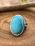 Fashia Stamped Cactus Oval Stone Stretch Ring - Turquoise