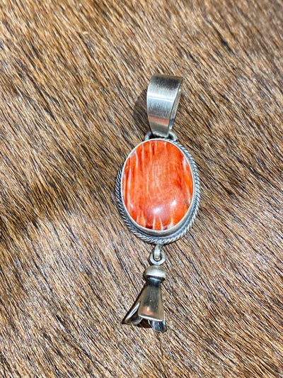 Gemma Sterling Roped Spiny Stone Flute Pendant