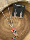 Franklin Fashion Aztec Boot Necklace & Fish Hook Earrings