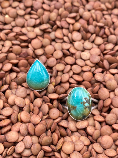 Keene Sterling Double Band Turquoise Teardrop Ring