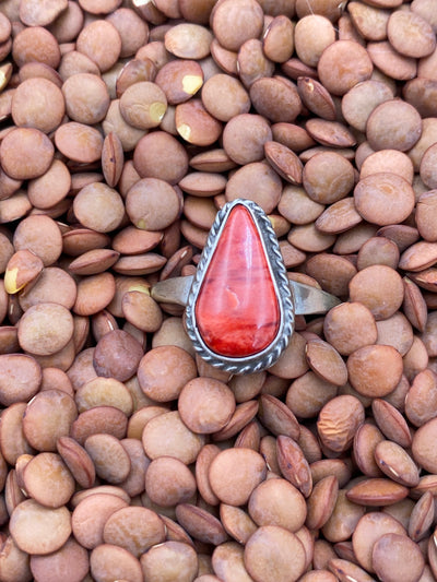 Manchester Roped Red Spiny Sterling Ring