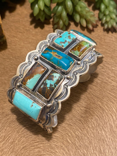 Attica Turquoise Gallery Scalloped Edge Statement Cuff