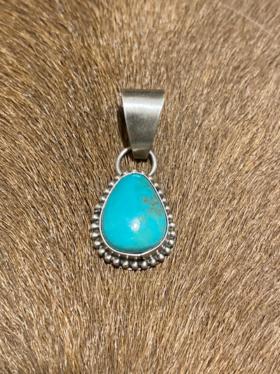 Grifton Sterling Bead Framed Turquoise Pendant