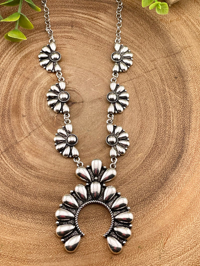 Blaine Fashion Silver Blossom Necklace - 26"