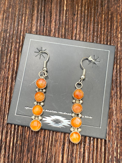 Altera Stacked 4 Round Stone Fish Hook Earrings - 2"