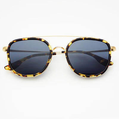 Weston Round Yellow Tortoise Gray Sunglasses