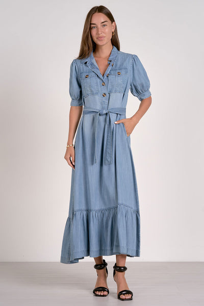 Kennedy Puff Sleeve Denim Maxi Dress