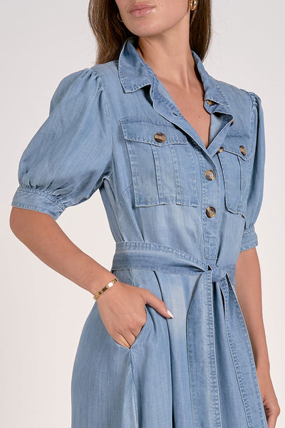 Kennedy Puff Sleeve Denim Maxi Dress