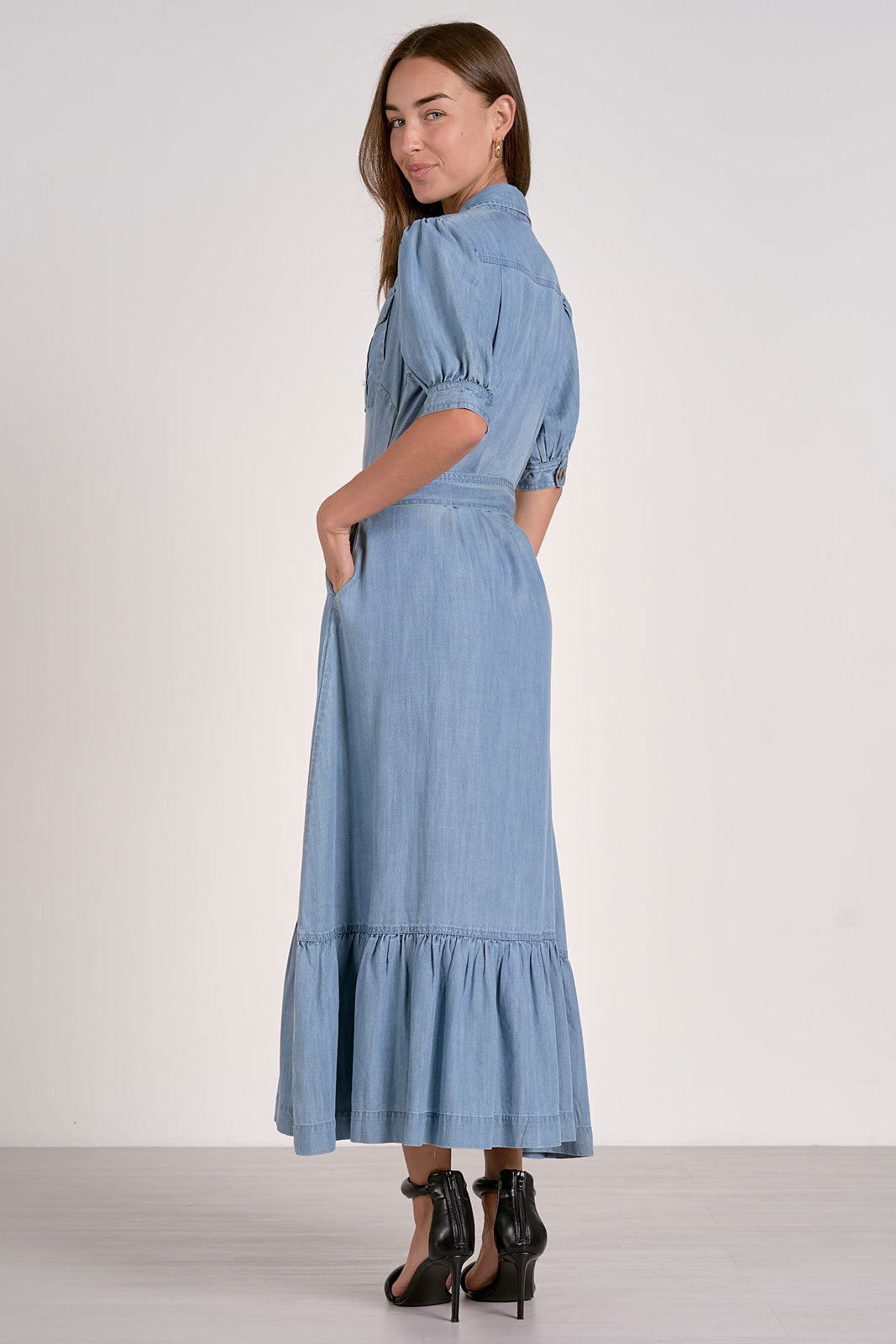 Jasmine Denim Button Front Maxi Dress
